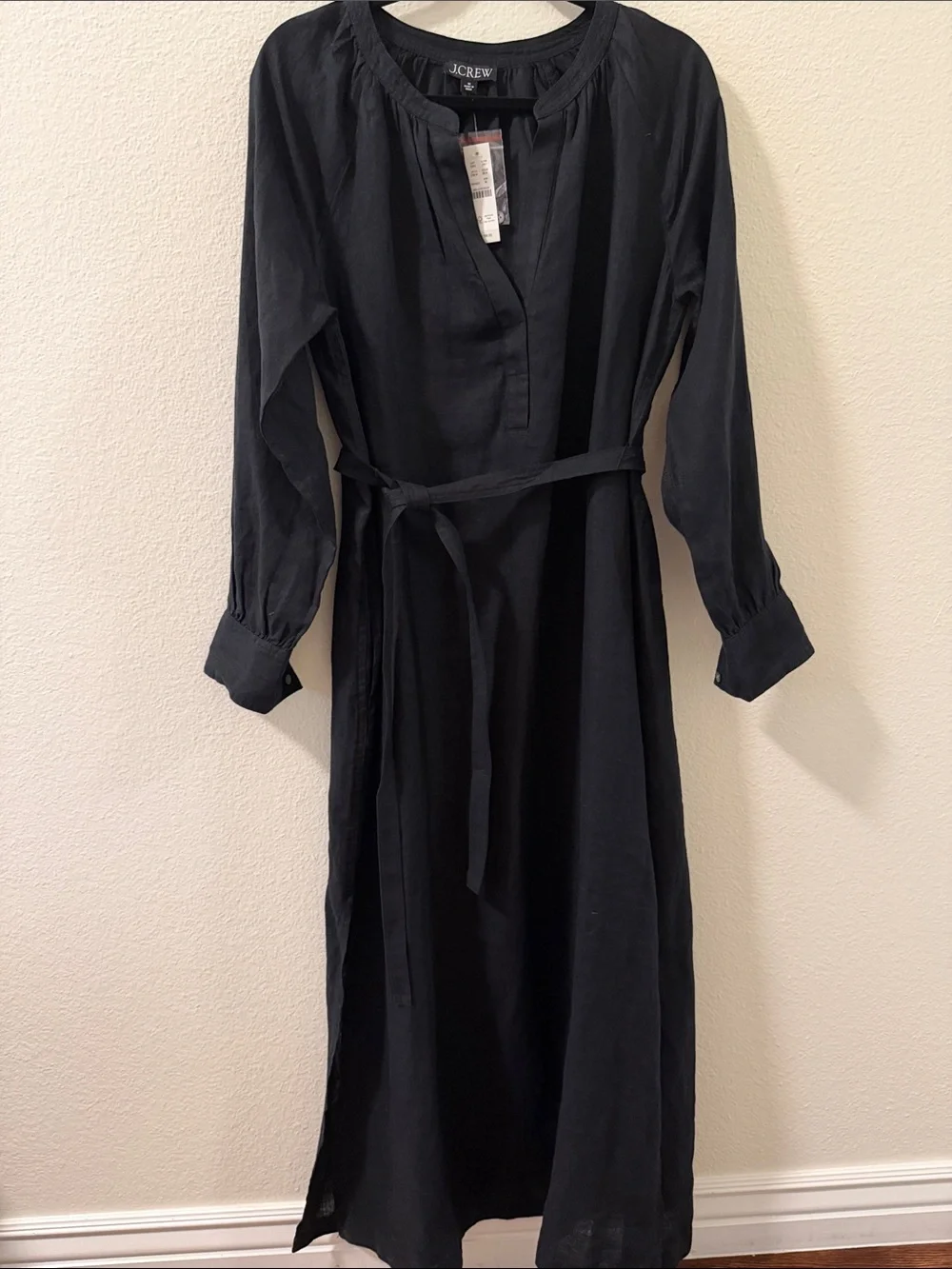 j crew black maxi dress J. Long Sleeve with Waist Tie Color:Color M